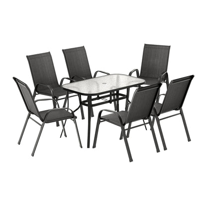 7PC Outdoor Dining Set Table and Chairs Patio Furniture Garden Bistro Set Black