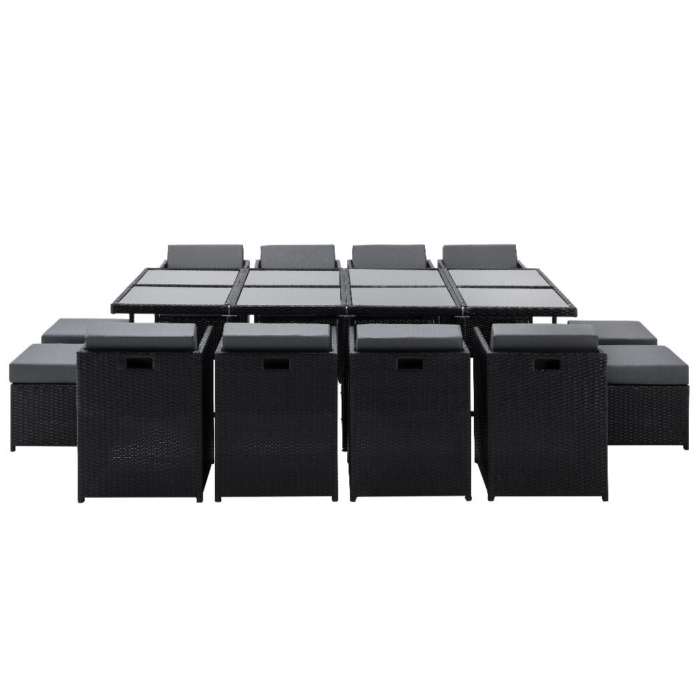 Hayman 13 Piece Wicker Outdoor Dining Set - Black