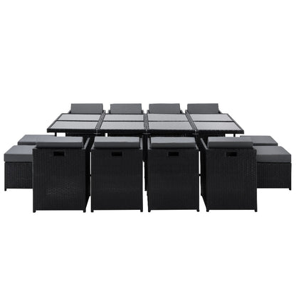 Hayman 13 Piece Wicker Outdoor Dining Set - Black