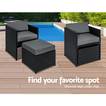 Hayman 13 Piece Wicker Outdoor Dining Set - Black