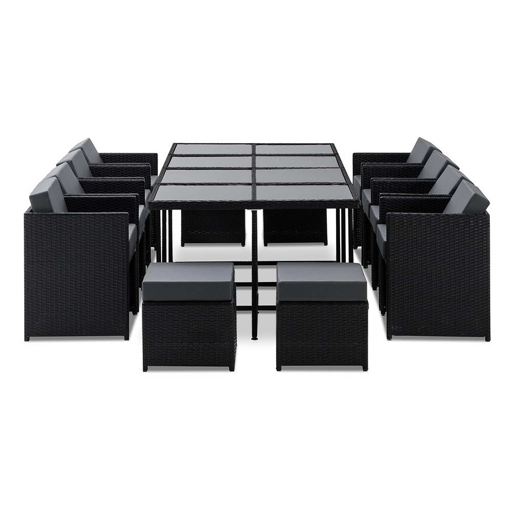 Hayman 13 Piece Wicker Outdoor Dining Set - Black