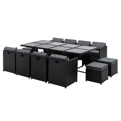 Hayman 13 Piece Wicker Outdoor Dining Set - Black