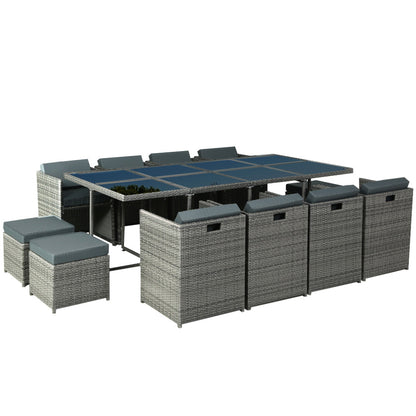 13 Piece Wicker Outdoor Dining Set - Grey