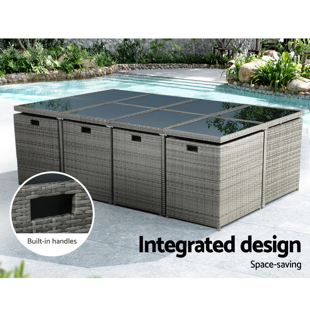 13 Piece Wicker Outdoor Dining Set - Grey
