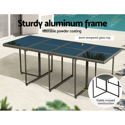 13 Piece Wicker Outdoor Dining Set - Grey