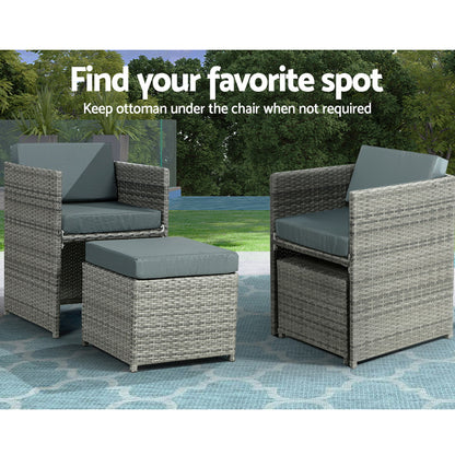 13 Piece Wicker Outdoor Dining Set - Grey
