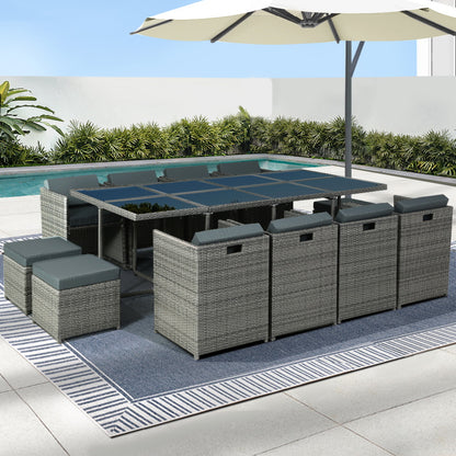 13 Piece Wicker Outdoor Dining Set - Grey