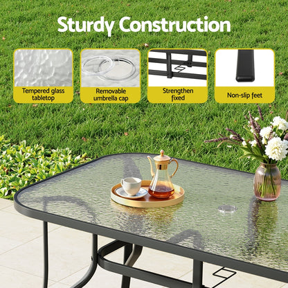 5PC Outdoor Dining Set Table and Chairs Patio Furniture Bistro Set Garden Black