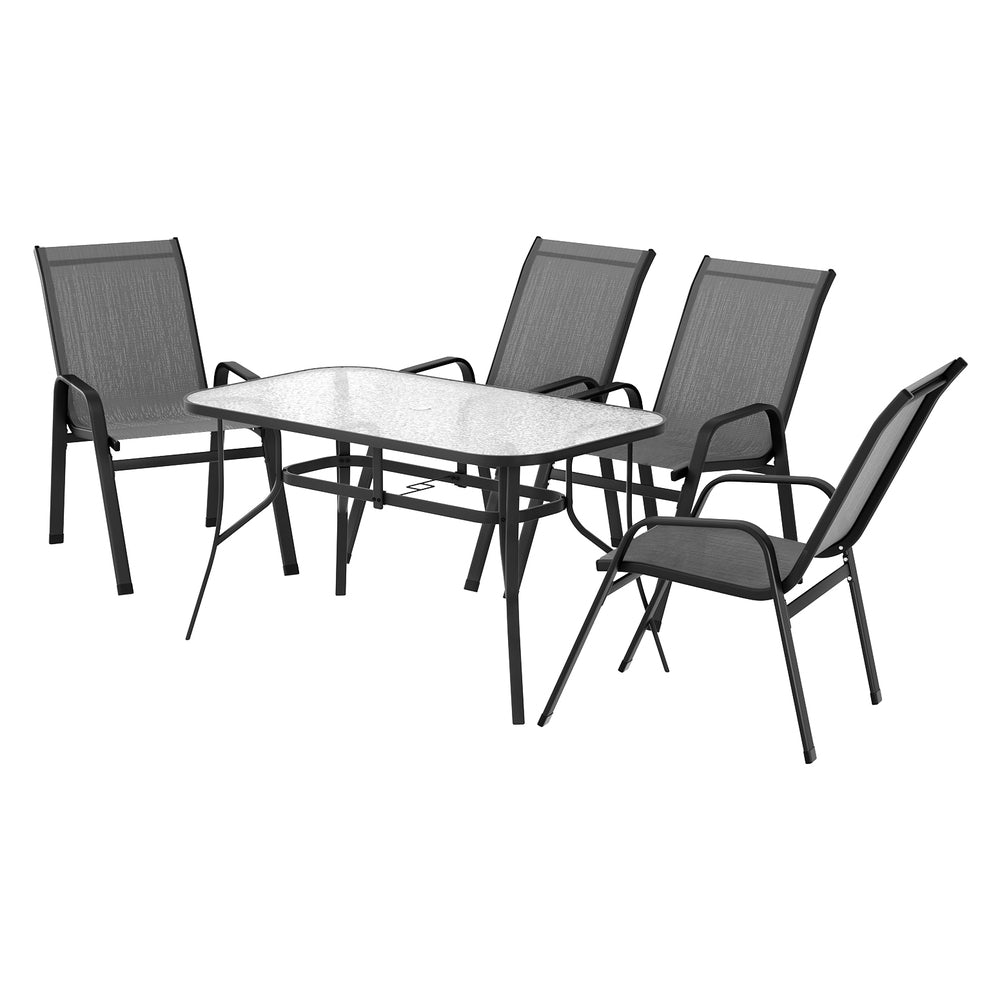 5PC Outdoor Dining Set Table and Chairs Patio Furniture Bistro Set Garden Grey