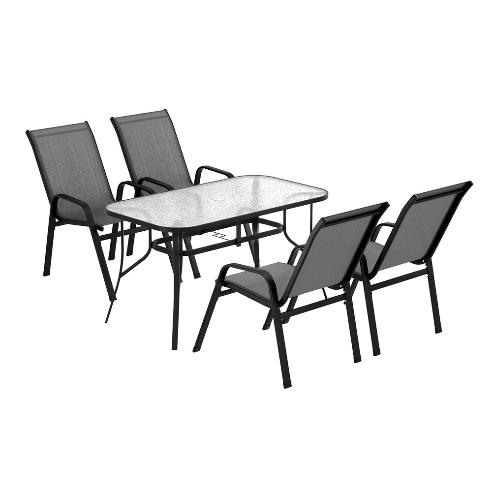 5PC Outdoor Dining Set Table and Chairs Patio Furniture Bistro Set Garden Grey