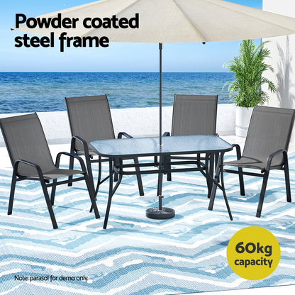 5PC Outdoor Dining Set Table and Chairs Patio Furniture Bistro Set Garden Grey