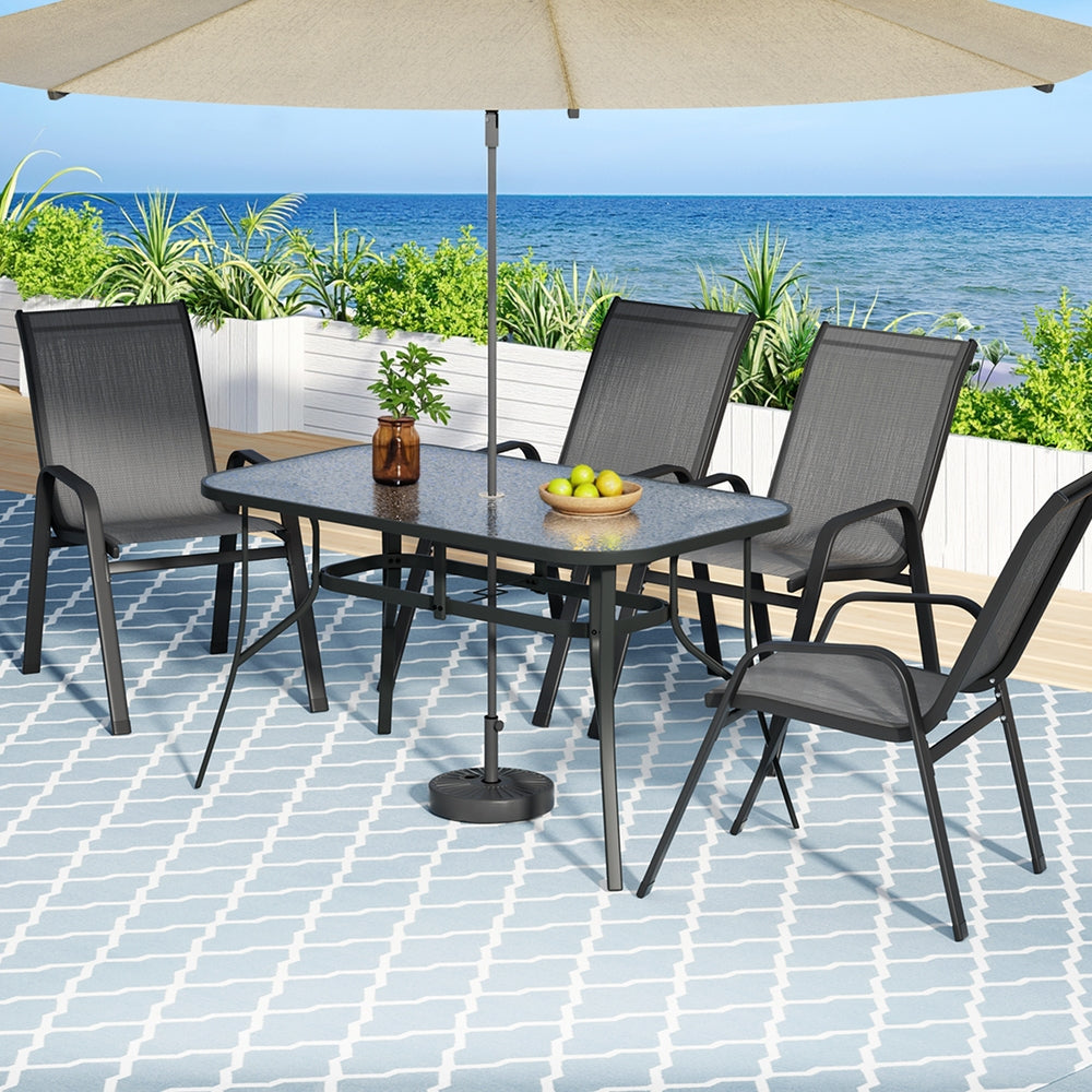 5PC Outdoor Dining Set Table and Chairs Patio Furniture Bistro Set Garden Grey