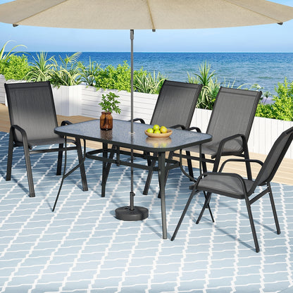 5PC Outdoor Dining Set Table and Chairs Patio Furniture Bistro Set Garden Grey