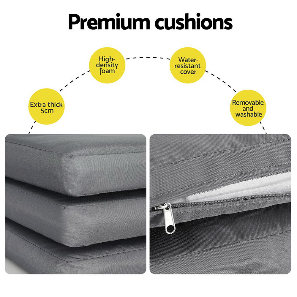 5 Piece Outdoor Dining Set Aluminum Extendable Table Setting - Black