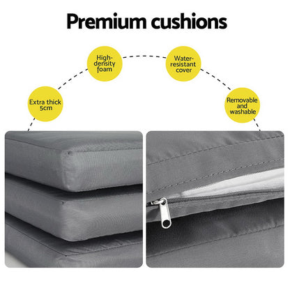 5 Piece Outdoor Dining Set Aluminum Extendable Table Setting - Black