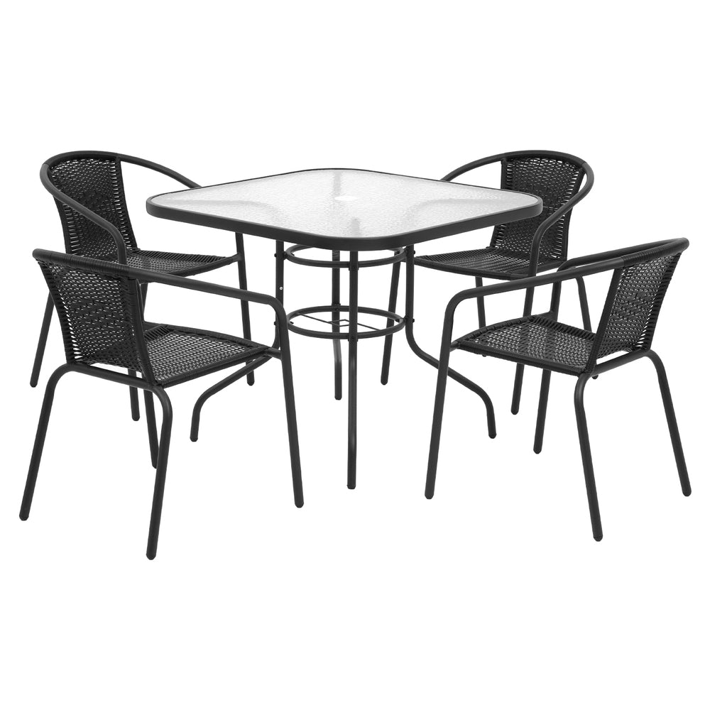 5 Piece Outdoor Dining Set with Stackable Chairs