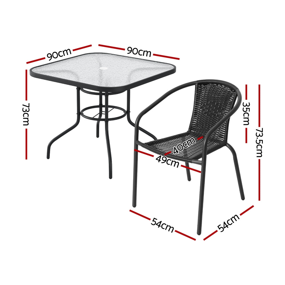 5 Piece Outdoor Dining Set with Stackable Chairs