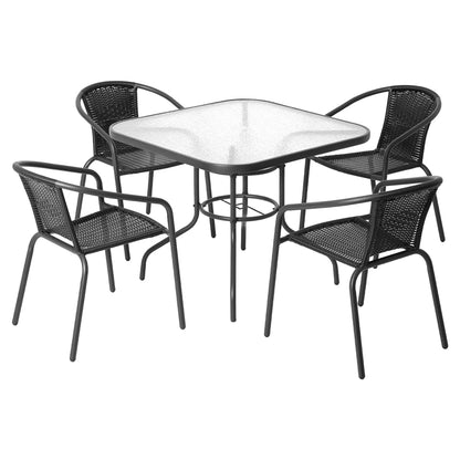 5 Piece Outdoor Dining Set with Stackable Chairs