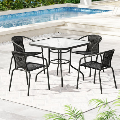 5 Piece Outdoor Dining Set with Stackable Chairs
