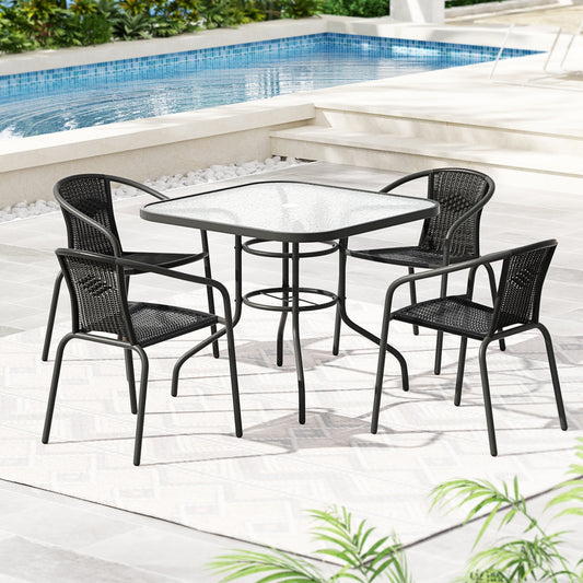 5 Piece Outdoor Dining Set with Stackable Chairs