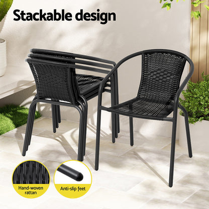 5 Piece Outdoor Dining Set with Stackable Chairs