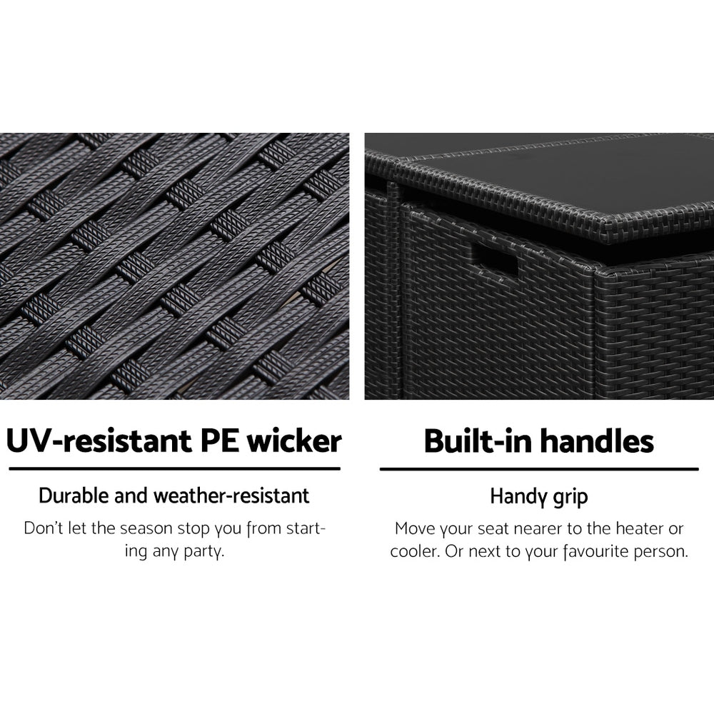 5 Piece Wicker Outdoor Dining Set - Black