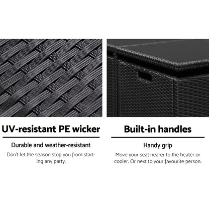 5 Piece Wicker Outdoor Dining Set - Black