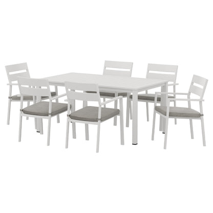 7 Piece Outdoor Dining Set Aluminum Table Setting - White