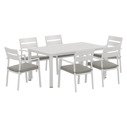 7 Piece Outdoor Dining Set Aluminum Table Setting - White