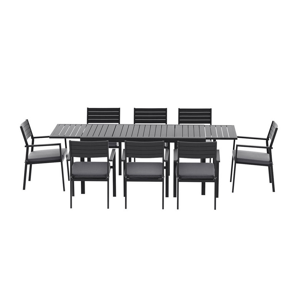 9PCS Outdoor Dining Set Aluminum Extendable Table Chairs Patio Furniture