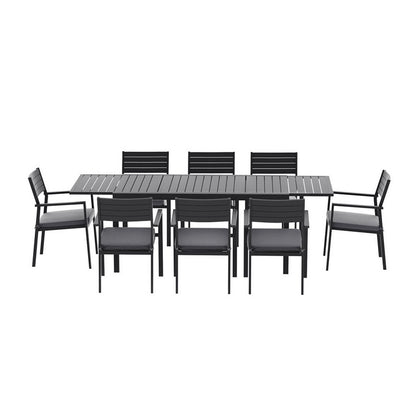 9PCS Outdoor Dining Set Aluminum Extendable Table Chairs Patio Furniture