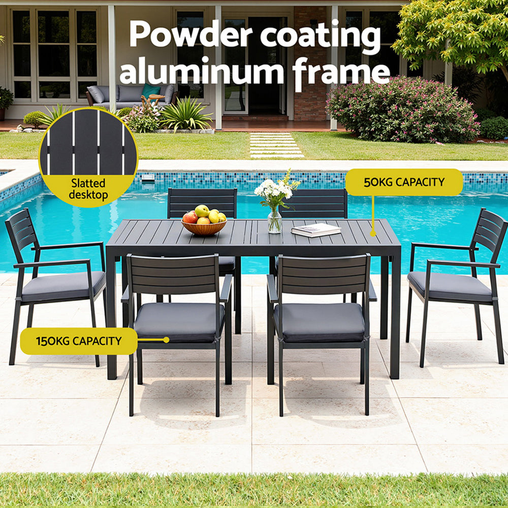 9PCS Outdoor Dining Set Aluminum Extendable Table Chairs Patio Furniture
