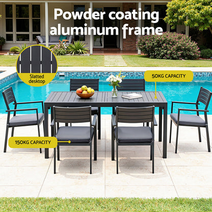 9PCS Outdoor Dining Set Aluminum Extendable Table Chairs Patio Furniture