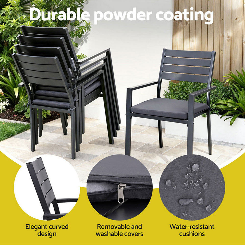 9PCS Outdoor Dining Set Aluminum Extendable Table Chairs Patio Furniture