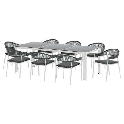 9 Piece Outdoor Dining Set - White