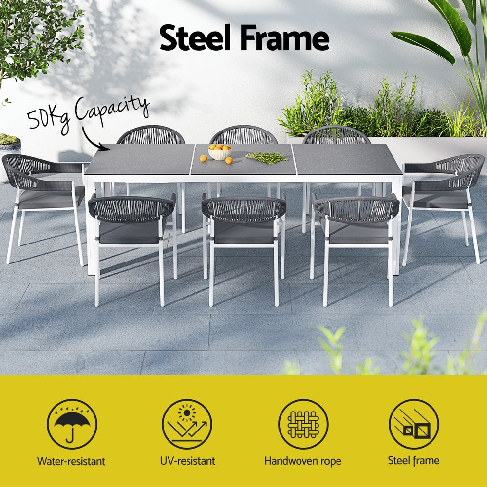 9 Piece Outdoor Dining Set - White