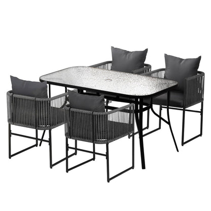 5PC Outdoor Dining Set Table and Chairs Garden Bistro Set Black