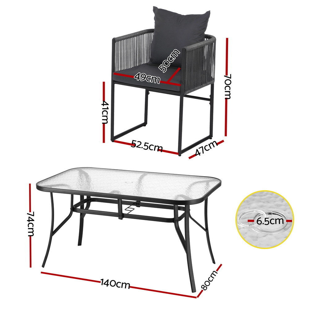 5PC Outdoor Dining Set Table and Chairs Garden Bistro Set Black