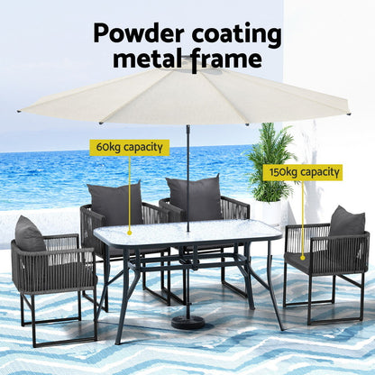 5PC Outdoor Dining Set Table and Chairs Garden Bistro Set Black