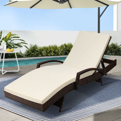 Sun Lounge Wicker Lounger - Brown