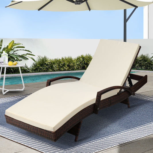 Sun Lounge Wicker Lounger - Brown