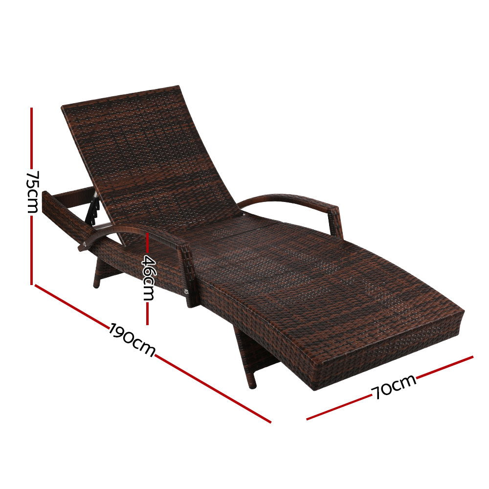 Sun Lounge Wicker Lounger - Brown