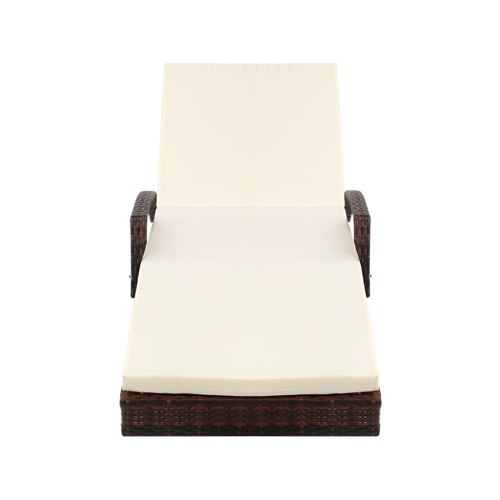 Sun Lounge Wicker Lounger - Brown