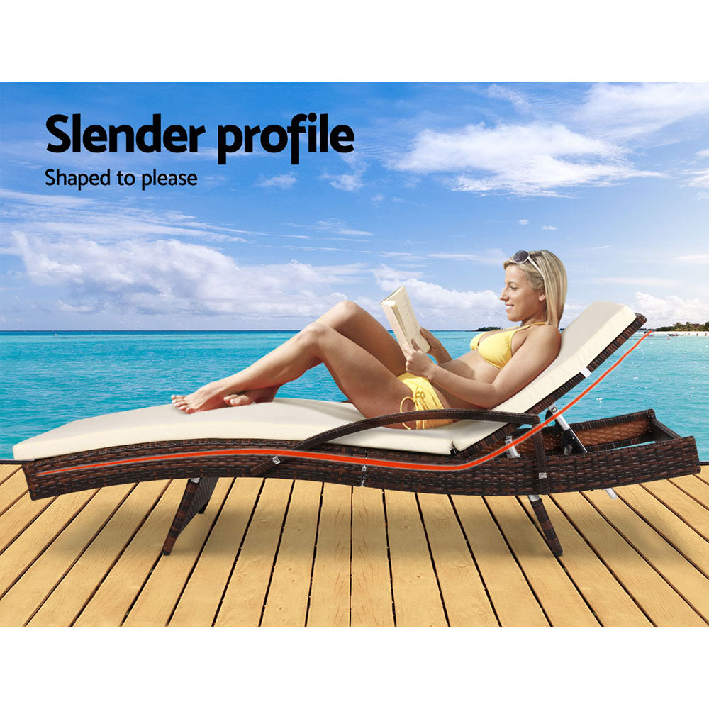 Sun Lounge Wicker Lounger - Brown
