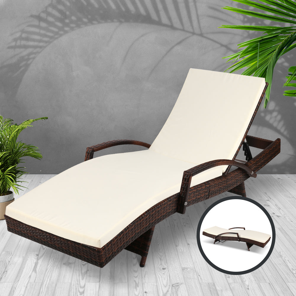 Sun Lounge Wicker Lounger - Brown