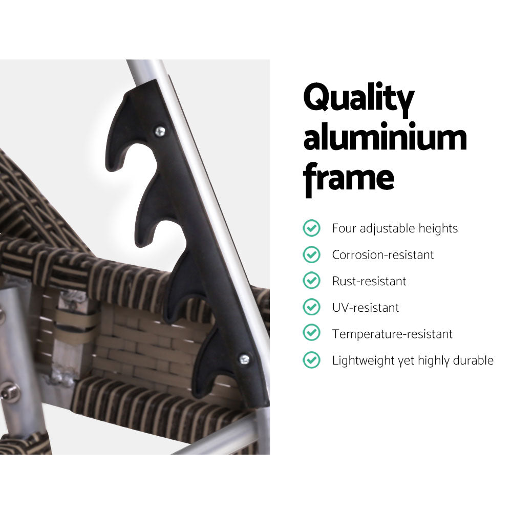 Sun Lounge Wicker Lounger - Grey & Beige