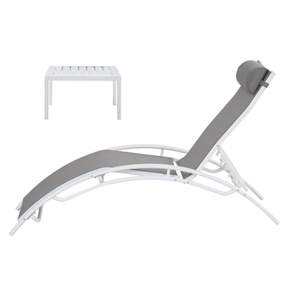 3PC Sun Lounge Outdoor Lounger Table Chairs Steel Patio Furniture Garden