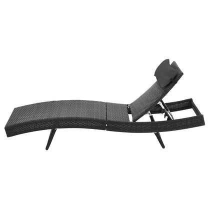 Sun Lounge Wicker Lounger Outdoor Furniture Beach Chair Garden Adjustable Black