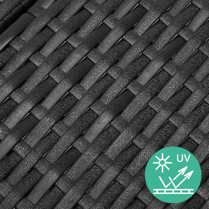 2PC Sun Lounge Wicker Lounger Outdoor Furniture Beach Chair Garden Adjustable Black