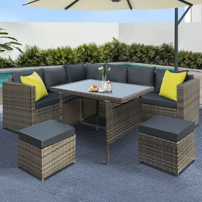 Outdoor Wicker Dining Set - Grey